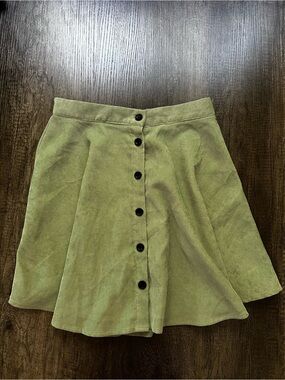 SHEIN Olive Green Button-Front Skater Skirt